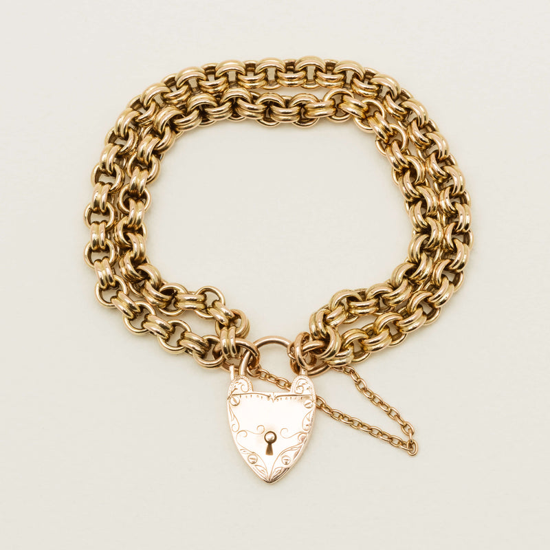 Deja Vu 15ct/9ct Yellow Gold Double Belcher Padlock Bracelet