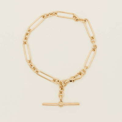 Deja Vu 9ct Yellow Gold Paperclip Fob Bracelet
