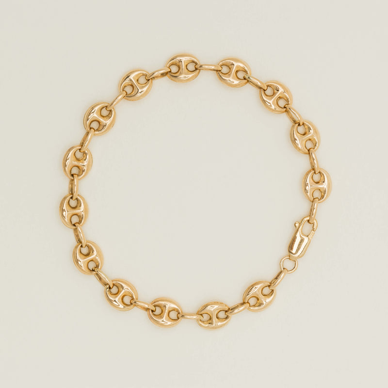 Deja Vu 9ct Yellow Gold Hollow Anchor Chain Bracelet - Bracelet - Walker & Hall