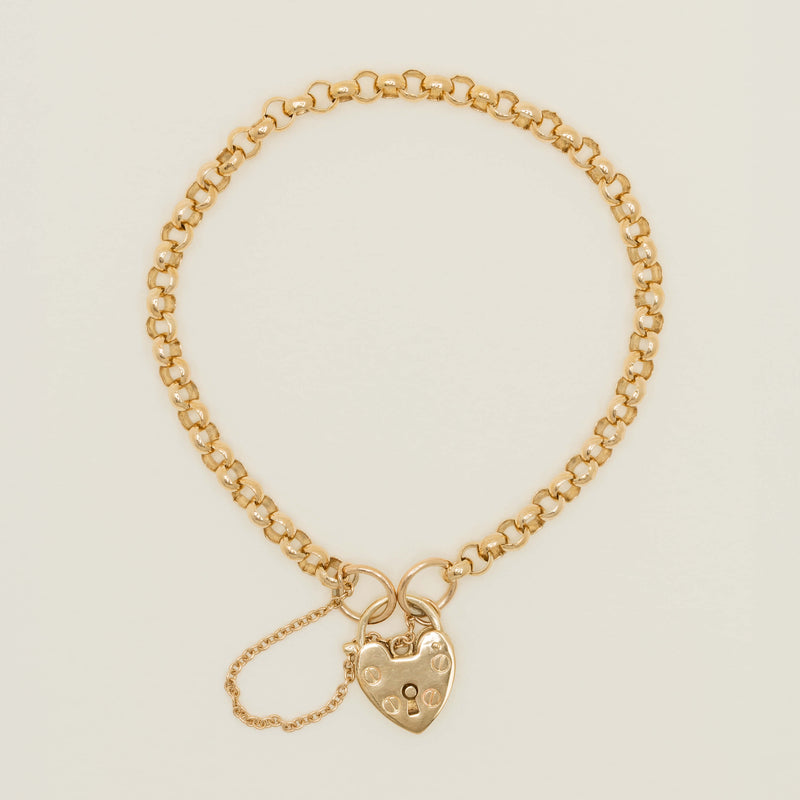 Deja Vu 9ct Yellow Gold Belcher Bracelet with Padlock - Bracelet - Walker & Hall