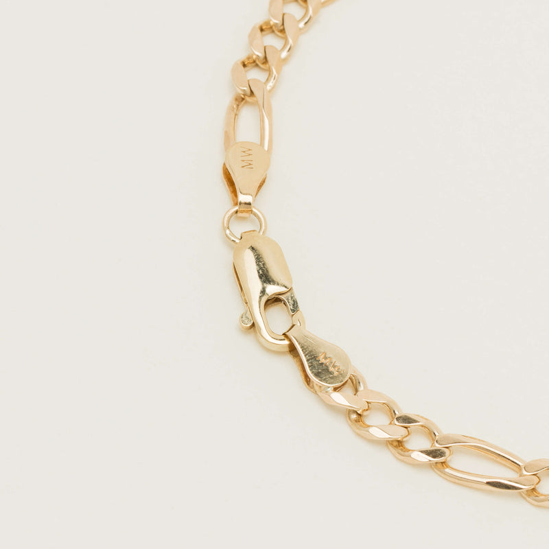 Deja Vu 9ct Yellow Gold Figaro Bracelet - 19cm