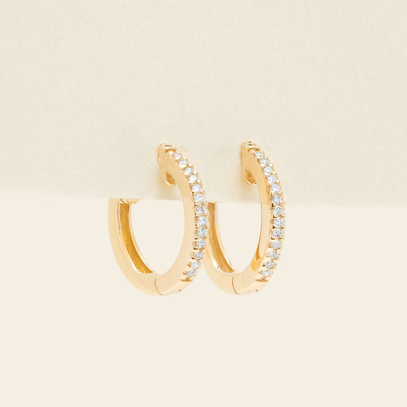 9ct Yellow Gold Diamond Huggie Earrings - Earrings - Walker & Hall