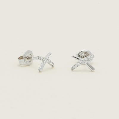 9ct White Gold Diamond Kiss Earrings - Earrings - Walker & Hall