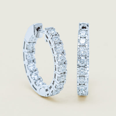 18ct White Gold 2.00ct Diamond Jubilee Hoop Earrings - Earrings - Walker & Hall