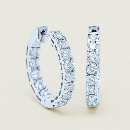 18ct White Gold 2.00ct Diamond Jubilee Hoop Earrings - Earrings - Walker & Hall