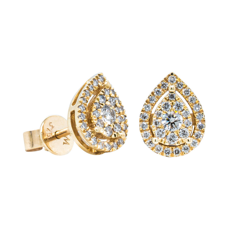 9ct Yellow Gold .33ct Diamond Pear Saturn Stud Earrings-Earrings-Walker & Hall