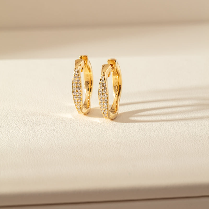 18ct Yellow Gold .20ct Diamond Eos Hoop Earrings-Earrings-Walker & Hall