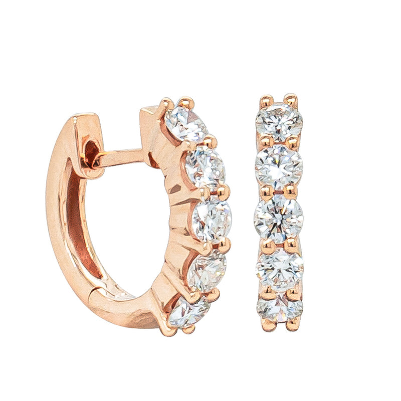 18ct Rose Gold .70ct Diamond Hoops - Earrings - Walker & Hall