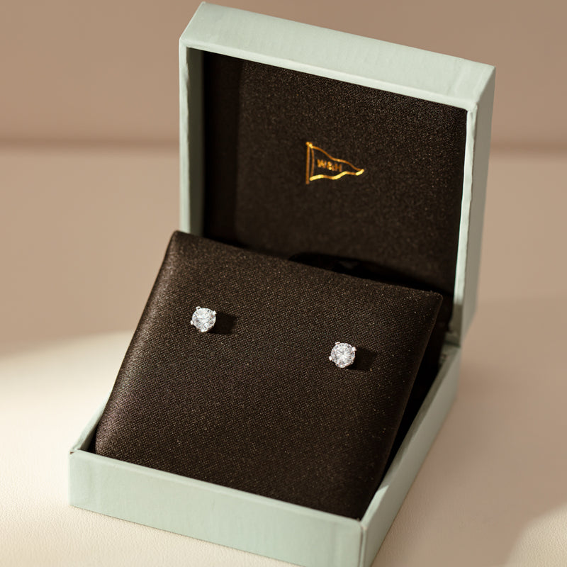 18ct White Gold .80ct Diamond Blossom Stud Earrings-Earrings-Walker & Hall