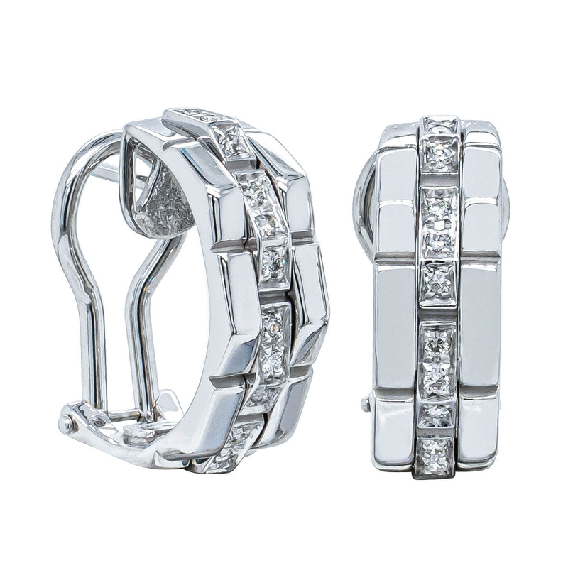 Deja Vu 18ct White Gold .33ct Diamond Hoop Earrings-Earrings-Walker & Hall