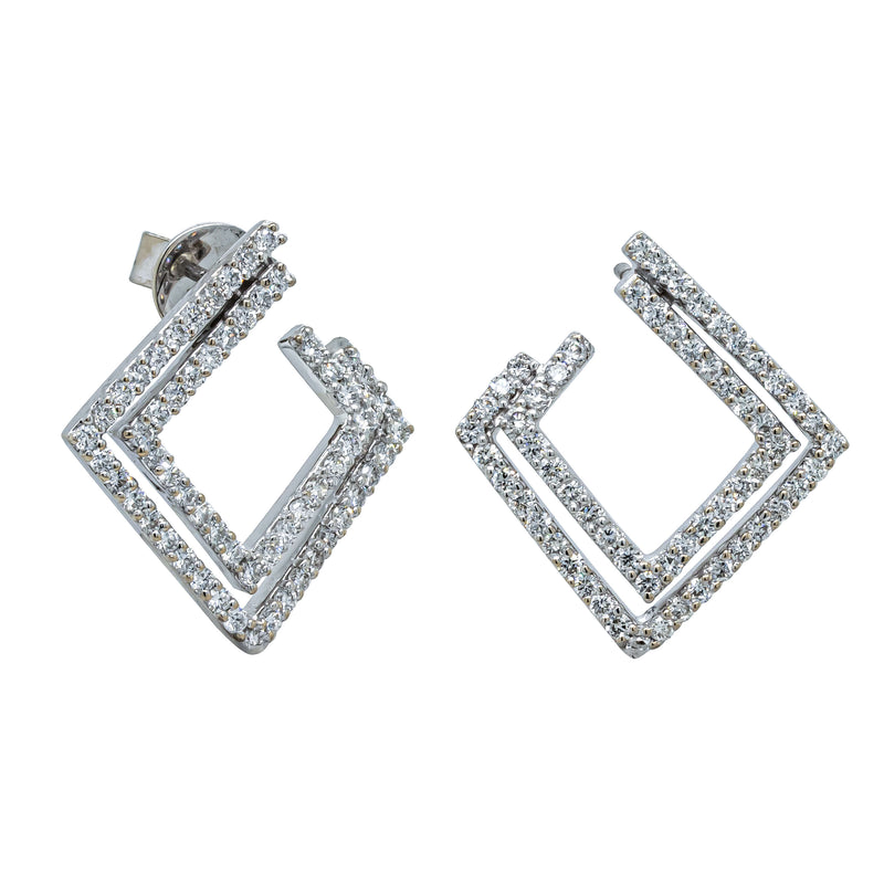 Deja Vu 18ct White Gold 1.20ct Diamond Geometric Earrings - Earrings - Walker & Hall