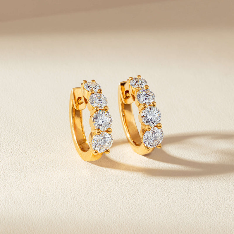 18ct Yellow Gold 3.87ct Diamond Panorama Hoop Earrings - Earrings - Walker & Hall
