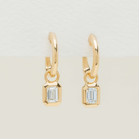 18ct Yellow Gold .58ct Emerald Diamond Natalia Hoop Earrings