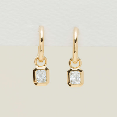 18ct Yellow Gold .51ct Radiant Diamond Natalia Hoop Earrings