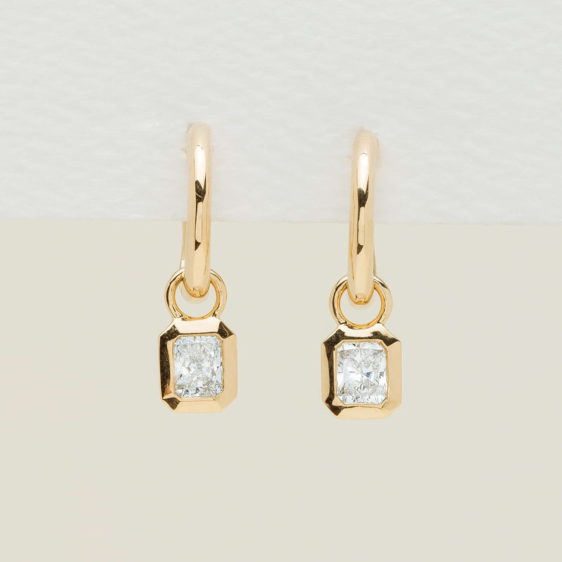 18ct Yellow Gold .51ct Radiant Diamond Natalia Hoop Earrings