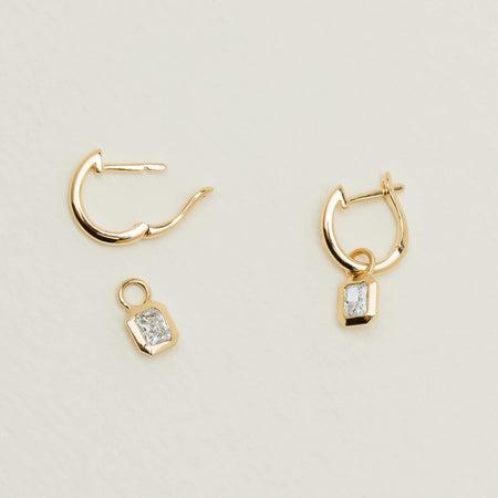 18ct Yellow Gold .51ct Radiant Diamond Natalia Hoop Earrings