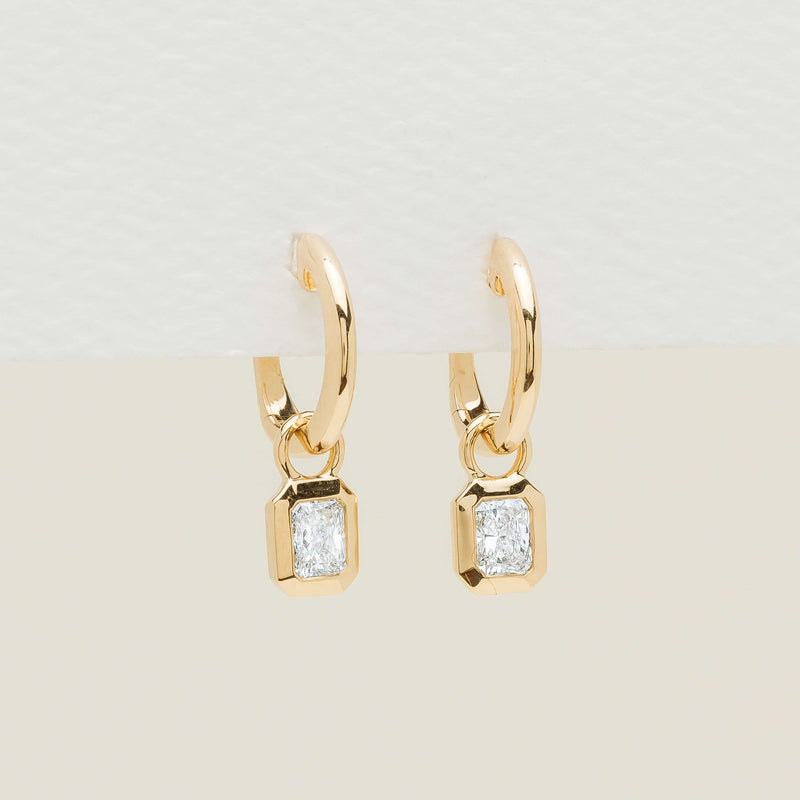 18ct Yellow Gold .51ct Radiant Diamond Natalia Hoop Earrings