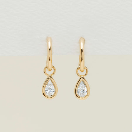 18ct Yellow Gold .50ct Pear Diamond Natalia Hoop Earrings