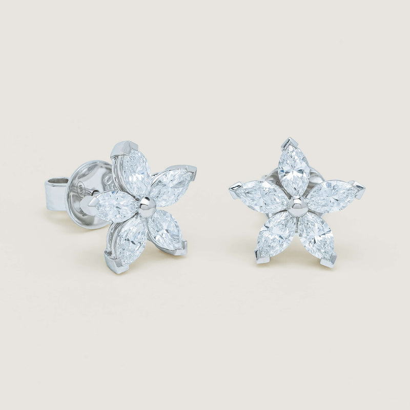 18ct White Gold 2.07ct Diamond Jasmine Star Earrings
