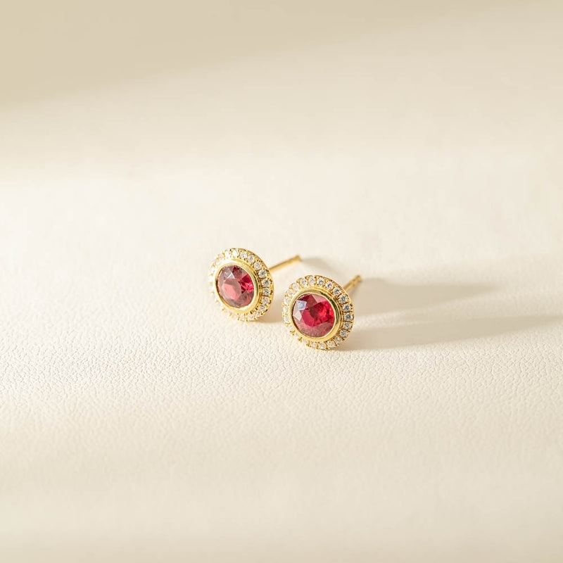 18ct Yellow Gold 1.84ct Ruby & Diamond Isla Earrings-Earrings-Walker & Hall