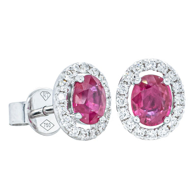 18ct White Gold .82ct Ruby & Diamond Earrings-Earrings-Walker & Hall