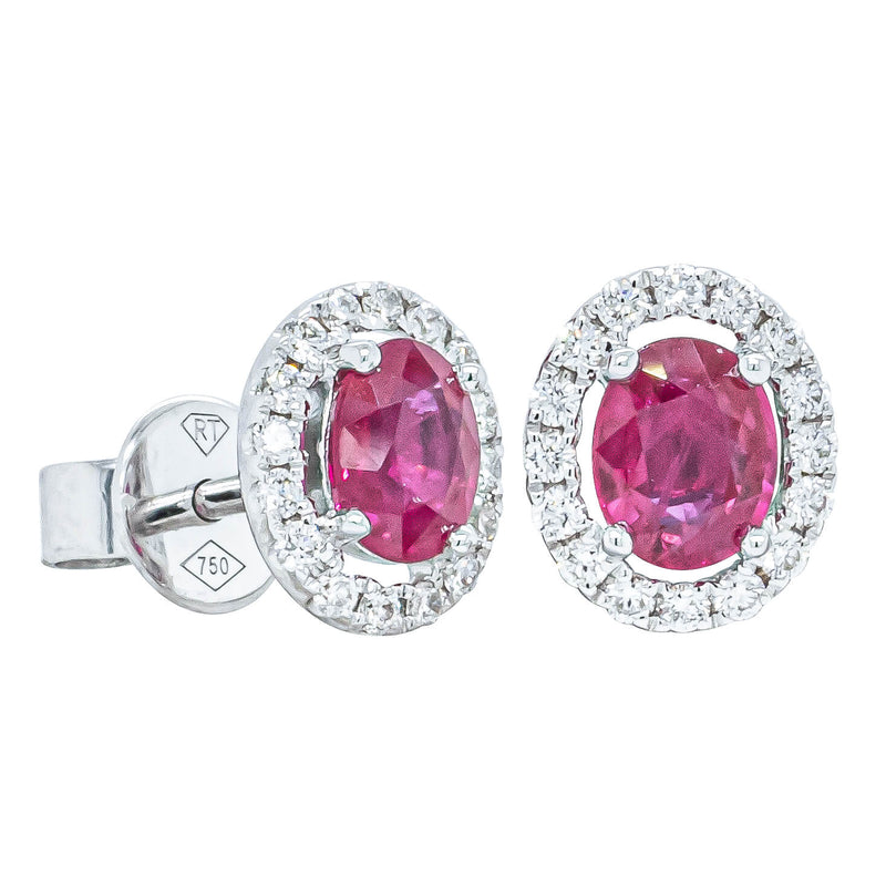 18ct White Gold .82ct Ruby & Diamond Earrings-Earrings-Walker & Hall