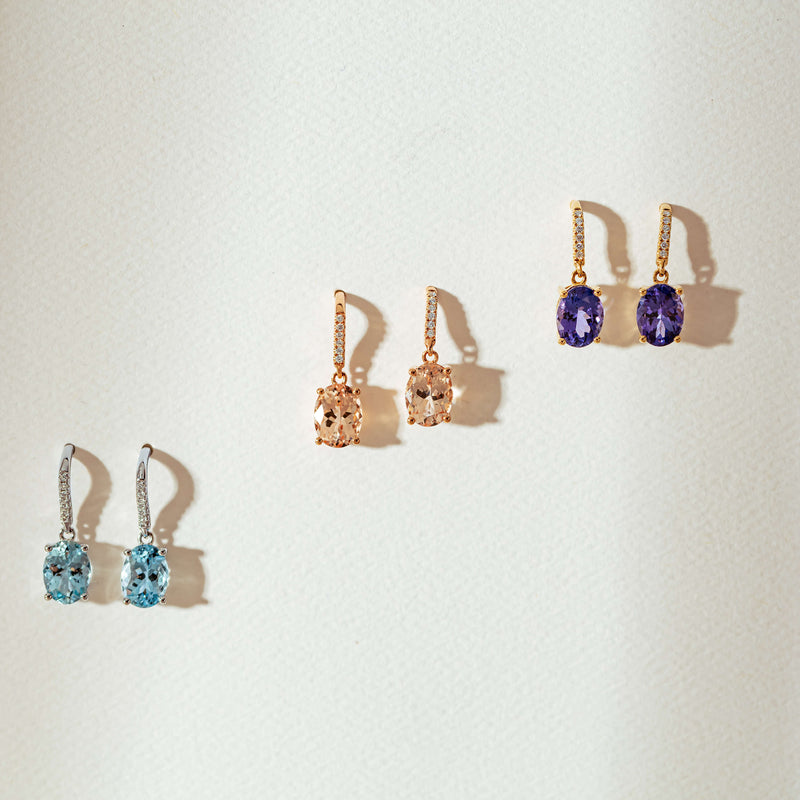 18ct Yellow Gold Tanzanite & Diamond Lulu Earrings-Earrings-Walker & Hall