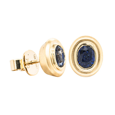 18ct Yellow Gold 2.06ct Sapphire Windsor Stud Earrings-Earrings-Walker & Hall