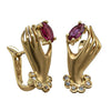 Deja Vu 14ct Yellow Gold Ruby and Diamond Hand Earrings - Earrings - Walker & Hall
