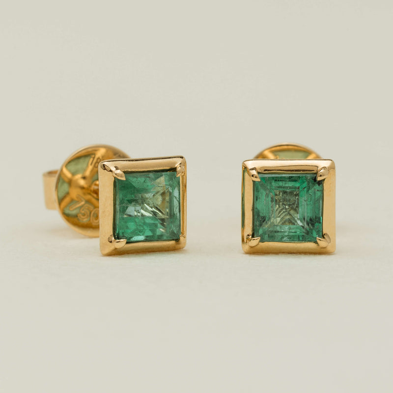 18ct Yellow Gold 1.40ct Emerald Natalia Stud Earrings - Earrings - Walker & Hall