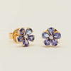 18ct Yellow Gold Tanzanite Forget-Me-Not Flower Earrings - Earrings - Walker & Hall