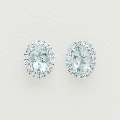 18ct White Gold 1.25ct Aquamarine & Diamond Nina Earrings - Earrings - Walker & Hall