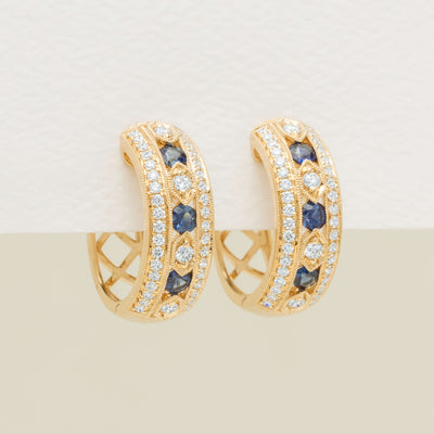 18ct Yellow Gold Sapphire & Diamond Cecelia Earrings - Earrings - Walker & Hall