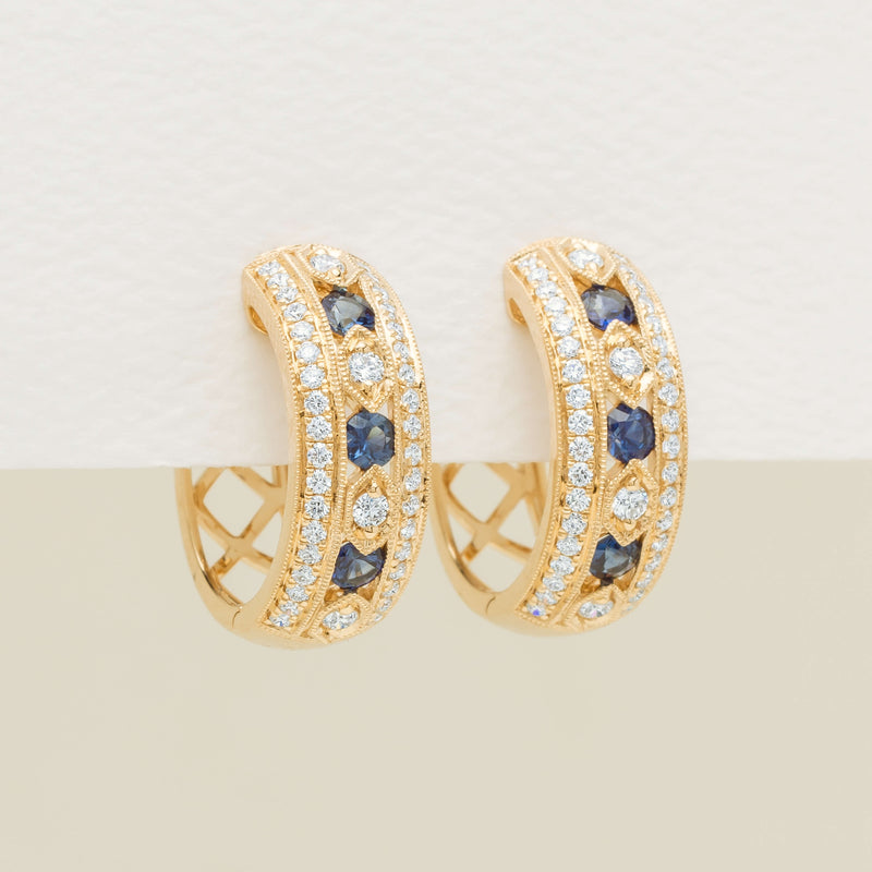 18ct Yellow Gold Sapphire & Diamond Cecelia Earrings - Earrings - Walker & Hall
