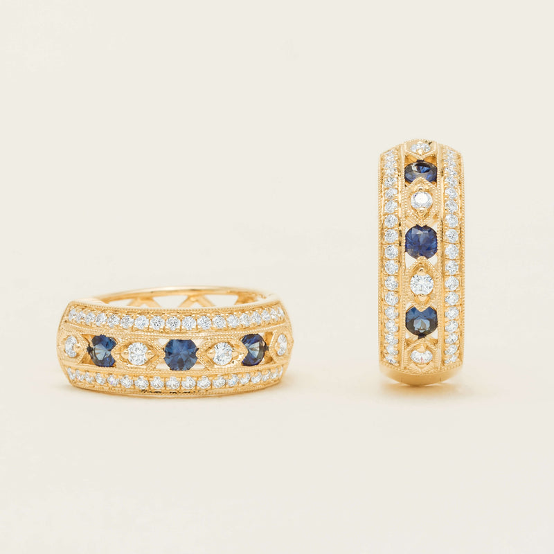18ct Yellow Gold Sapphire & Diamond Cecelia Earrings - Earrings - Walker & Hall