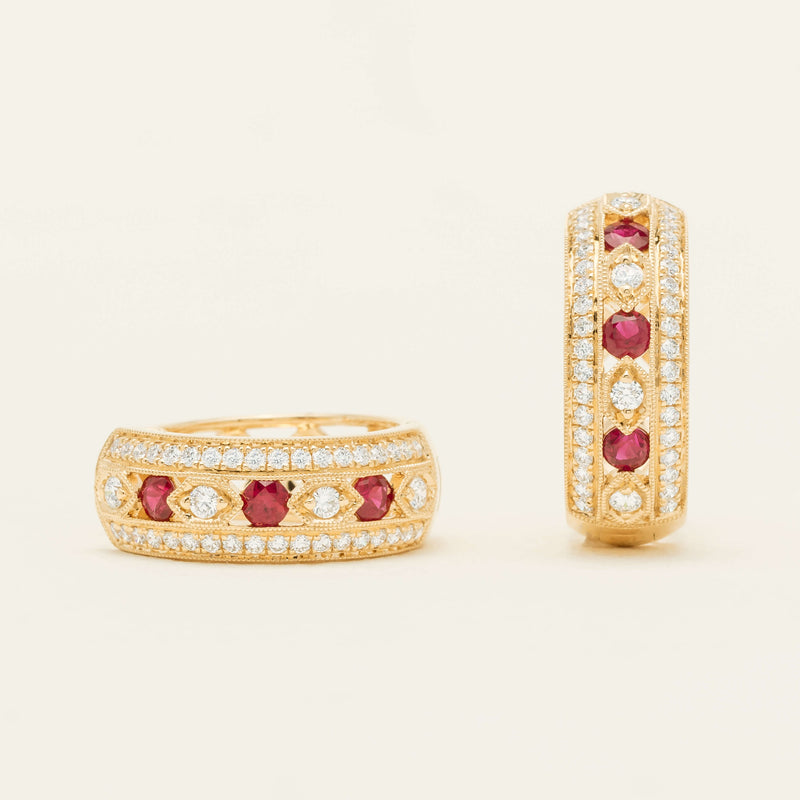 18ct Yellow Gold Ruby & Diamond Cecelia Earrings - Earrings - Walker & Hall