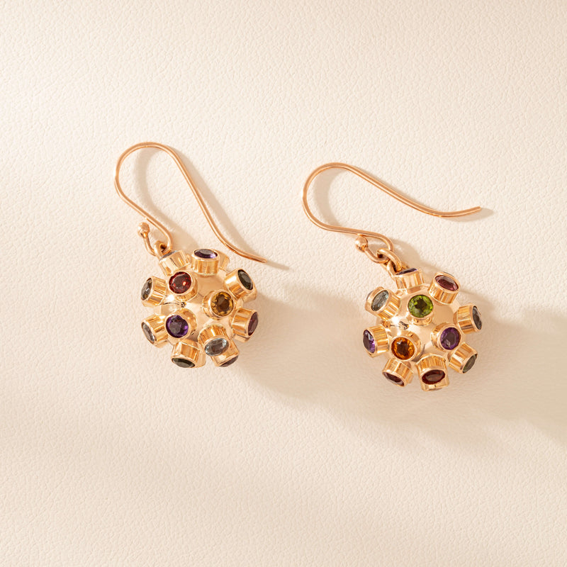 Vintage 14ct Rose Gold Gem Set Sputnik Earrings - Earrings - Walker & Hall