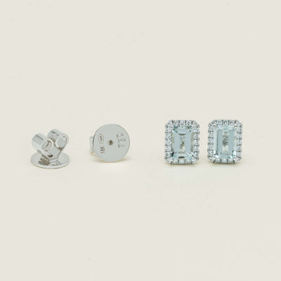 18ct White Gold 1.08ct Aquamarine & Diamond Nina Earrings - Earrings - Walker & Hall
