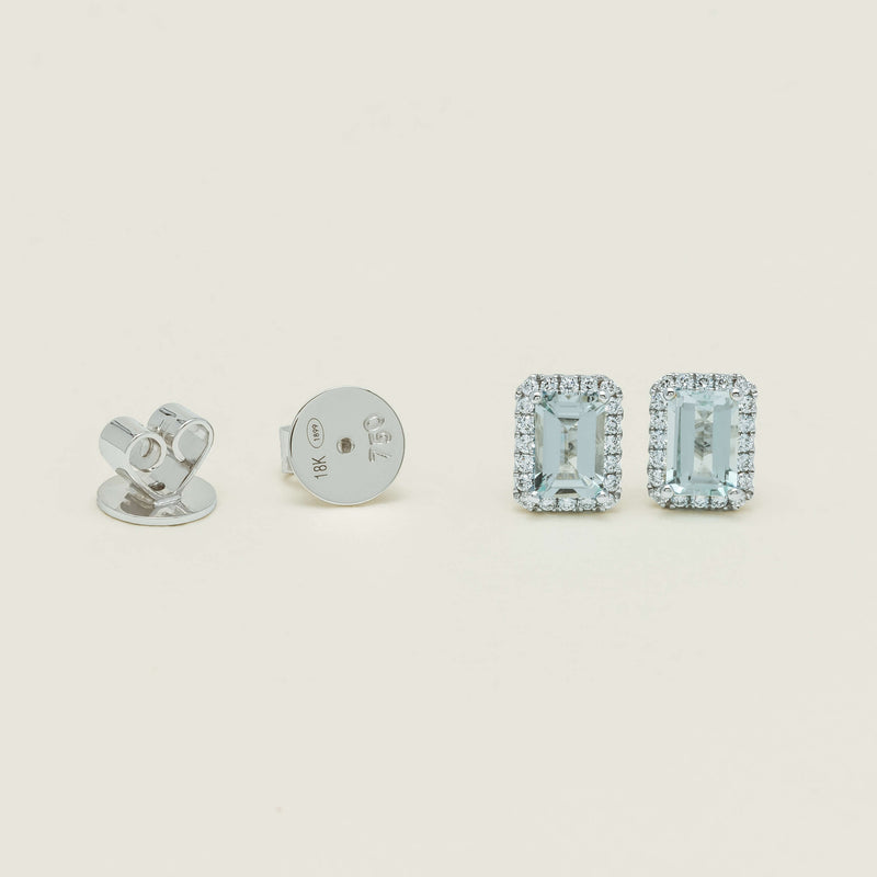 18ct White Gold 1.08ct Aquamarine & Diamond Nina Earrings - Earrings - Walker & Hall