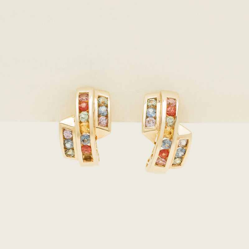 Deja Vu 10ct Yellow Gold Coloured Sapphire Earrings