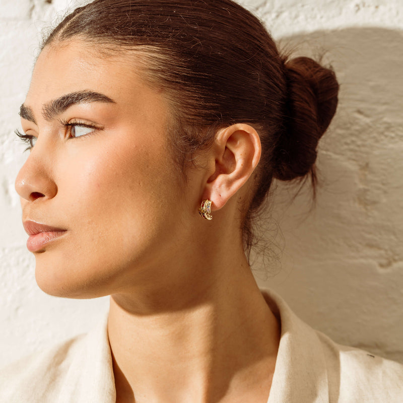 Deja Vu 10ct Yellow Gold Coloured Sapphire Earrings