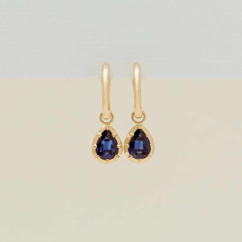 18ct Yellow Gold 1.72ct Sapphire Dawn Drop Earrings - Earrings - Walker & Hall