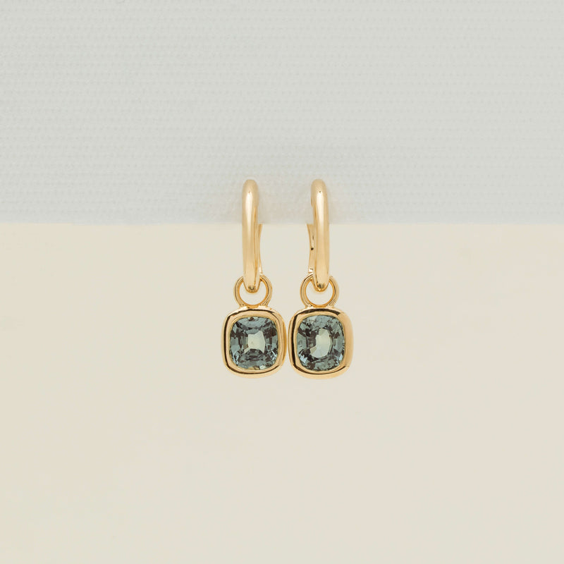 18ct Yellow Gold 1.83ct Green Sapphire Natalia Hoop Earrings - Earrings - Walker & Hall