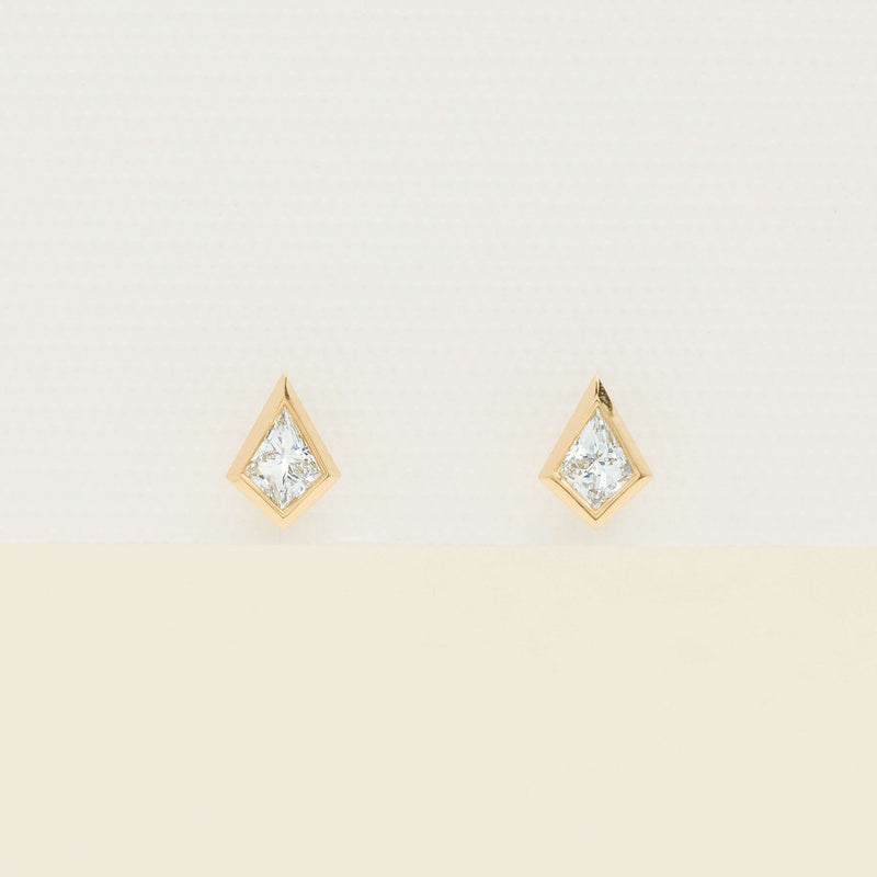 18ct Yellow Gold Kite-Cut Diamond Natalia Stud Earrings - Earrings - Walker & Hall