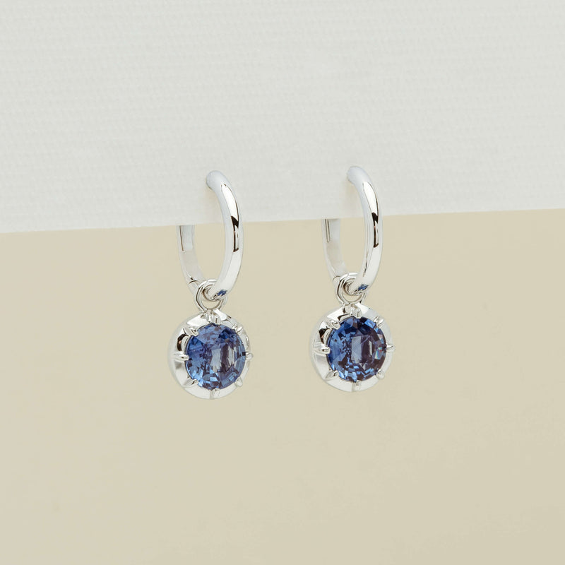 18ct White Gold 1.70ct Sapphire Dawn Drop Earrings - Earrings - Walker & Hall