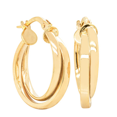 9ct Yellow Gold Crossover Hoop-Earrings-Walker & Hall