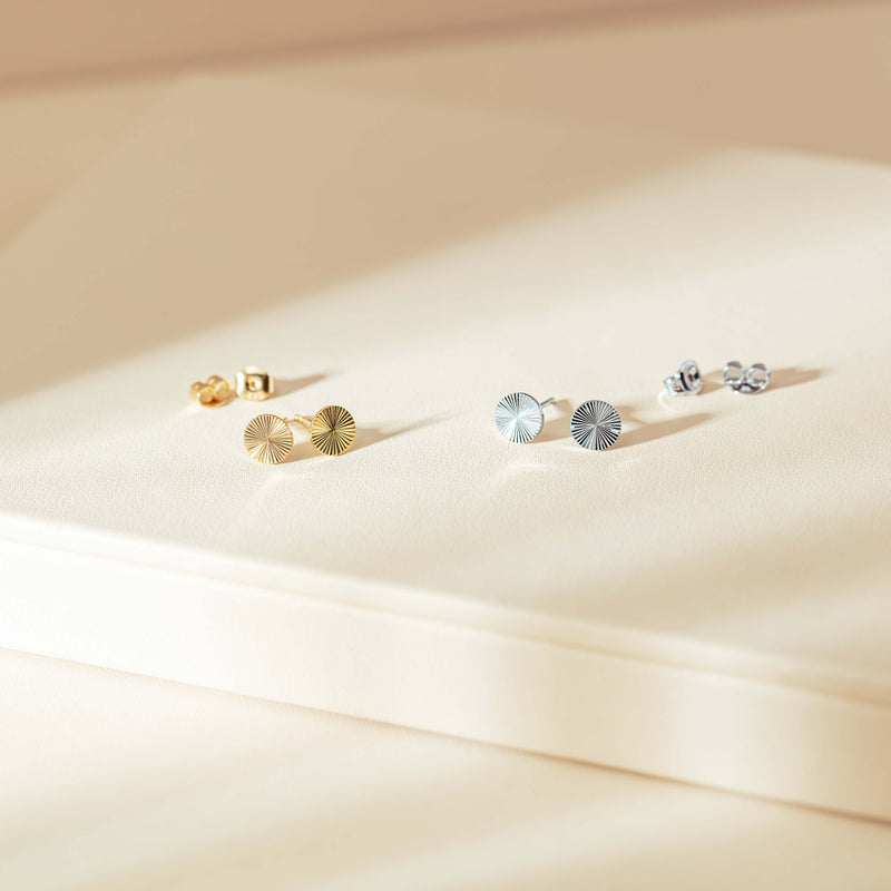 9ct Yellow Gold Mini Reflections Stud Earrings-Earrings-Walker & Hall
