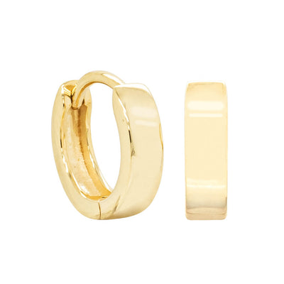 9ct Yellow Gold Flat Edge Huggie Earrings-Earrings-Walker & Hall
