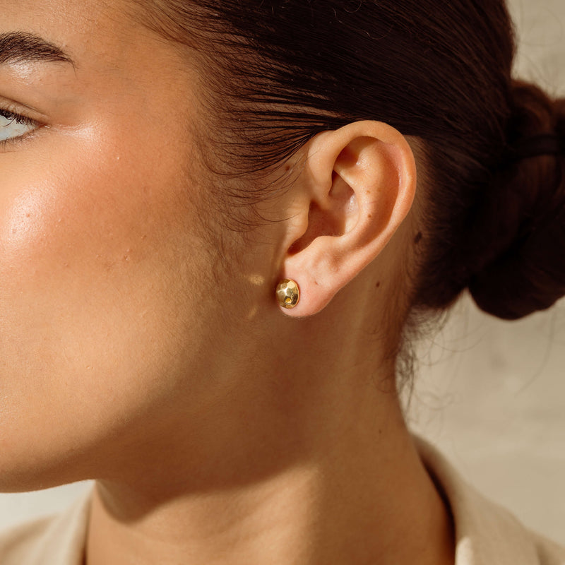 Deja Vu 18ct Yellow Gold Dome Stud Earrings - Earrings - Walker & Hall