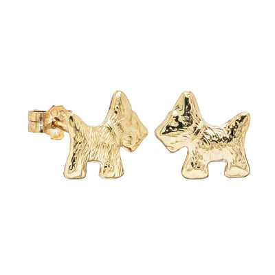 Deja Vu 9ct Yellow Gold Scottie Dog Stud Earrings - Earrings - Walker & Hall